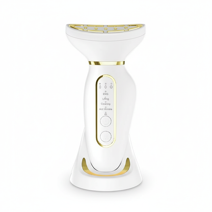 Appareil lifting Blanc - visage et cou EMS micro-courant avec technologie LED – masseur facial anti-rides – PureBeam Beauty soin de peau à domicile