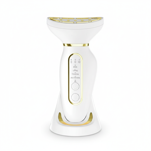 Appareil lifting Blanc - visage et cou EMS micro-courant avec technologie LED – masseur facial anti-rides – PureBeam Beauty soin de peau à domicile