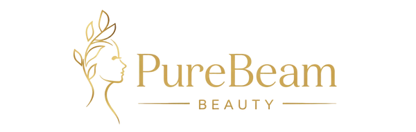 Logo PureBeam Beauty – marque beauté premium en doré